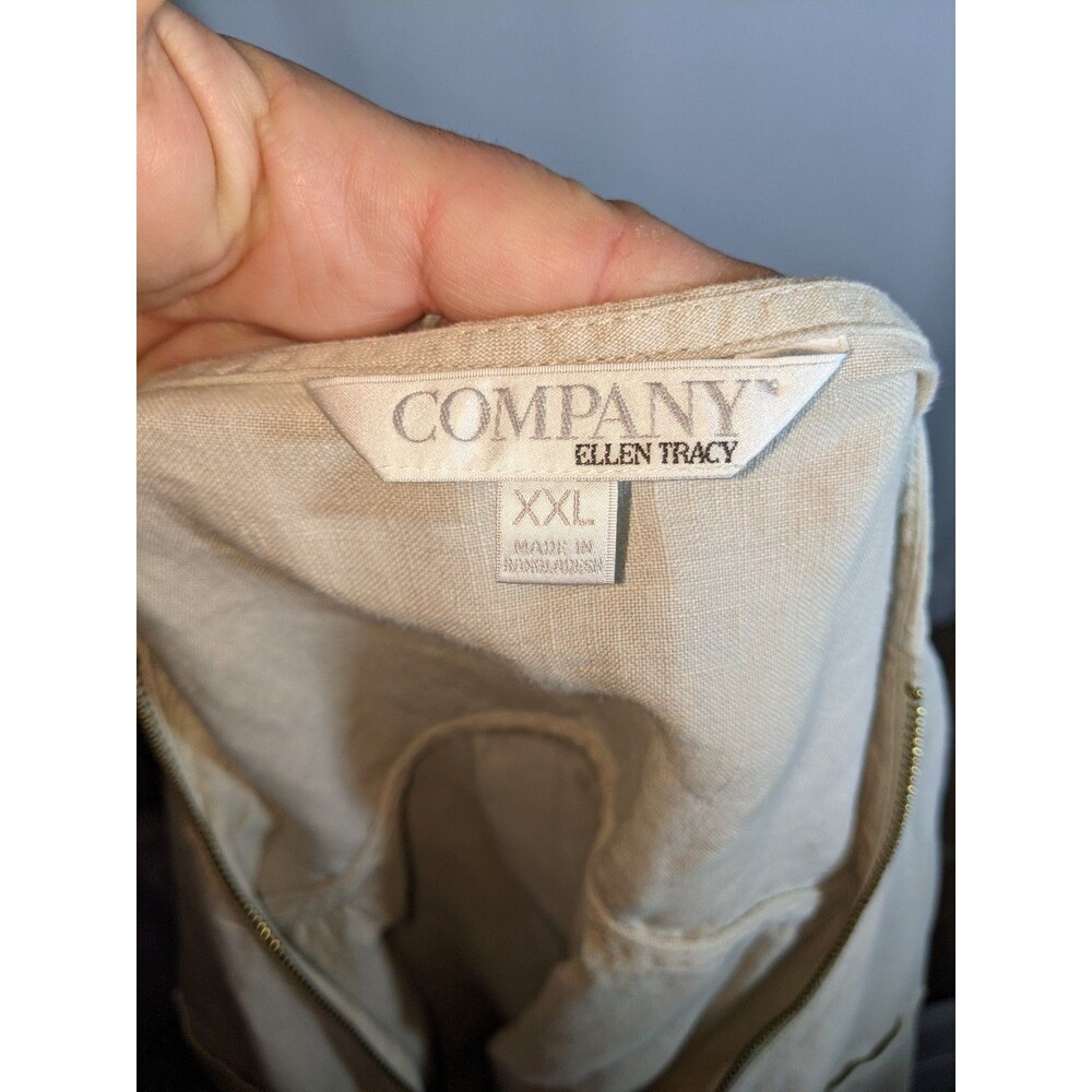 Company Ellen Tracy 100% Linen Tunic Plus 2XL Khaki Gold Career Travel Office - Picture 12 of 14
